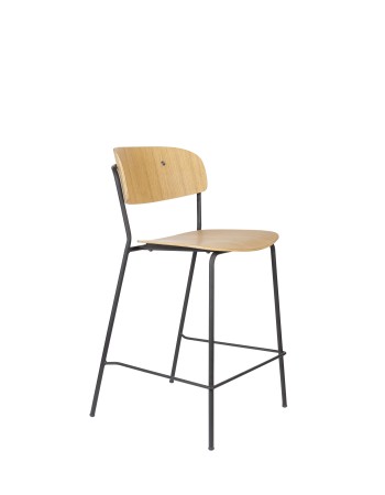 JOLIEN Counter Stool | Wood with black legs