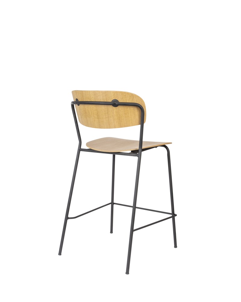 JOLIEN Counter Stool | Wood with black legs