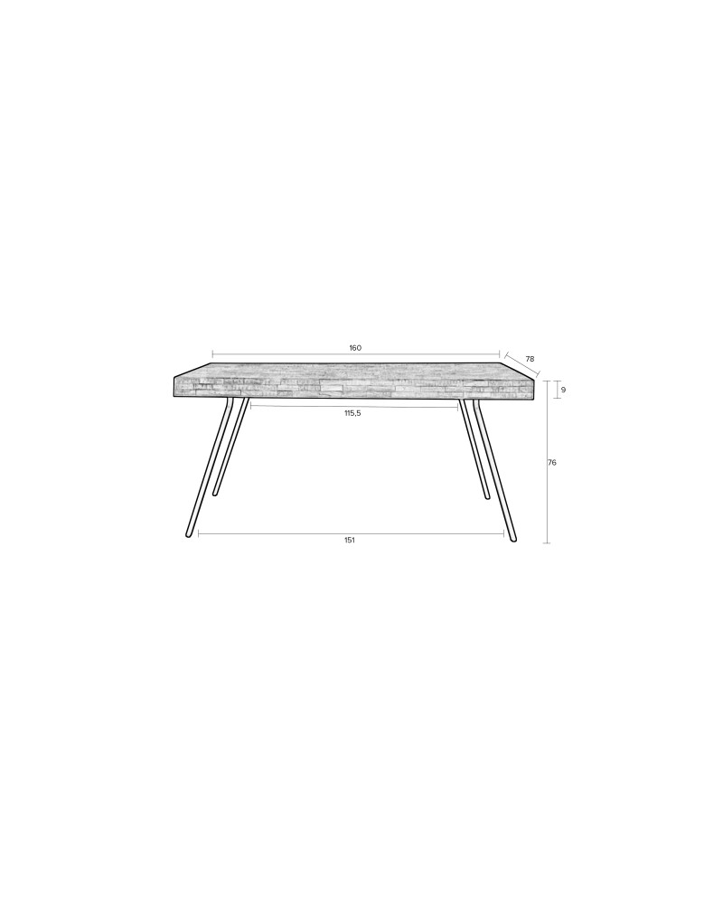 SURI Dining Table 160x78cm | Natural