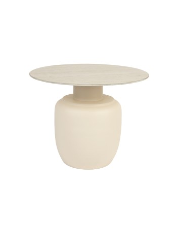 KARULA High Side Table | Travertin top, Beige metal