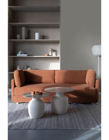 KARULA High Side Table | Travertin top, Beige metal