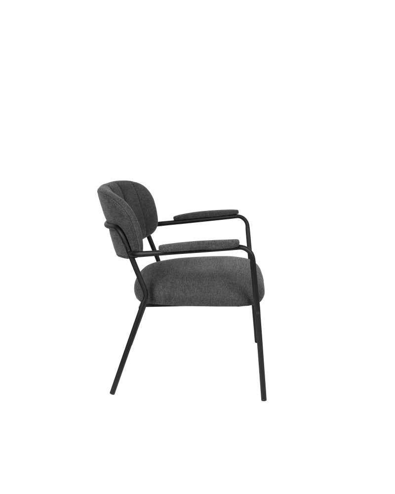 JOLIEN Lounge Armchair | Dark grey with black legs