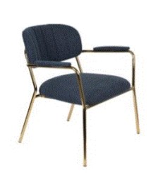 JOLIEN Lounge Armchair | Dark blue with gold legs