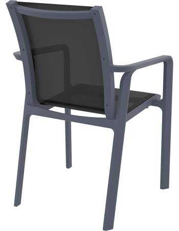 PACIFIC Armchair | Dark grey textilene with black polypropylene frame