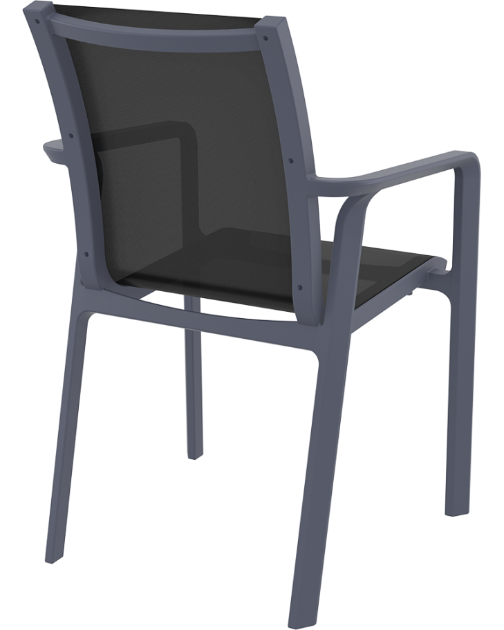 PACIFIC Armchair | Dark grey textilene with black polypropylene frame