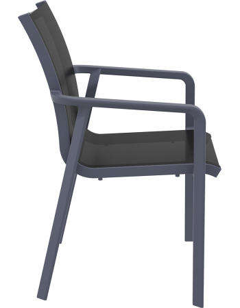 PACIFIC Armchair | Dark grey textilene with black polypropylene frame