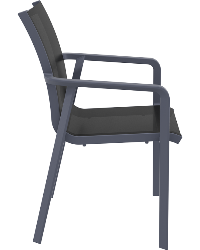 PACIFIC Armchair | Dark grey textilene with black polypropylene frame