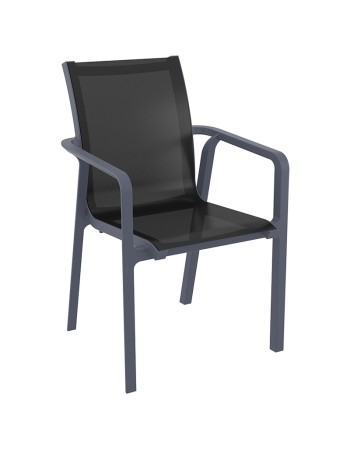 PACIFIC Armchair | Dark grey textilene with black polypropylene frame