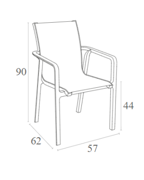 PACIFIC Armchair | Dark grey textilene with black polypropylene frame