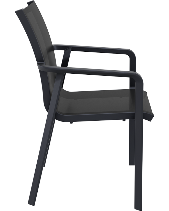 PACIFIC Armchair Black textilene with black polypropylene frame