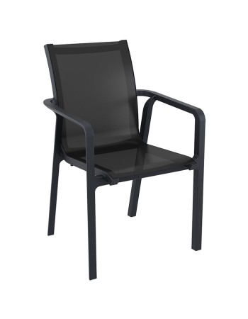 PACIFIC Armchair Black textilene with black polypropylene frame