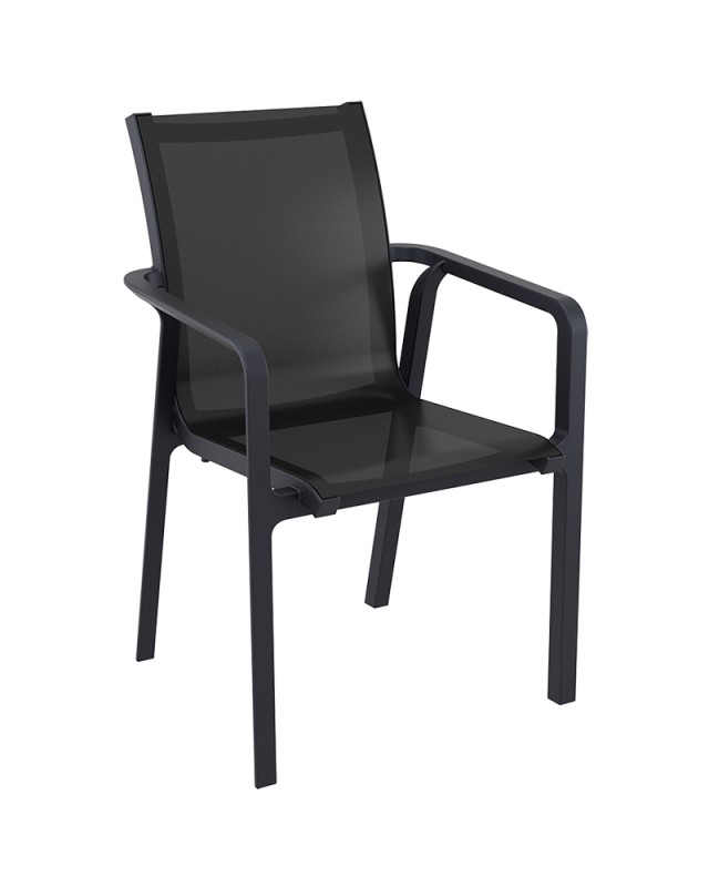 PACIFIC Armchair Black textilene with black polypropylene frame