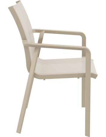 PACIFIC Armchairs | Taupe textilene with taupe polypropylene frame