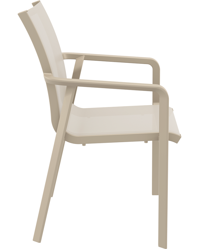 PACIFIC Armchairs | Taupe textilene with taupe polypropylene frame