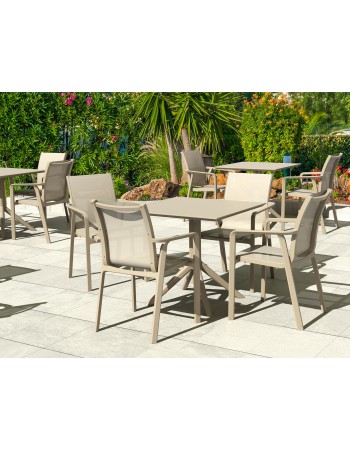 PACIFIC Armchairs | Taupe textilene with taupe polypropylene frame