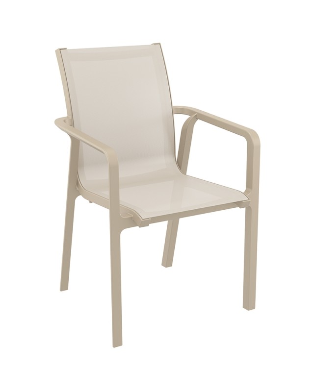 PACIFIC Armchairs | Taupe textilene with taupe polypropylene frame