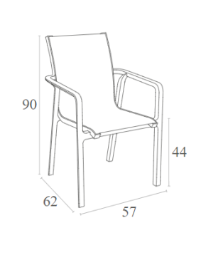 PACIFIC Armchairs | Taupe textilene with taupe polypropylene frame