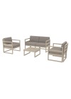 MYKONOS 2-Seater Sofa Set | Taupe with light brown cushions 