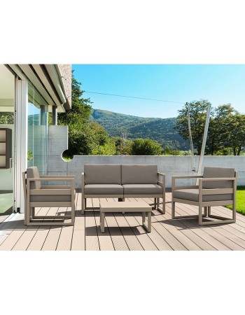 MYKONOS 2-Seater Sofa Set | Taupe with light brown cushions 