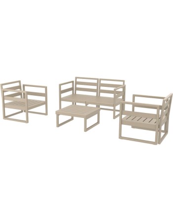 MYKONOS 2-Seater Sofa Set | Taupe with dark grey cushions