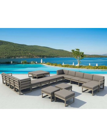 MYKONOS 3-Seater Sofa Set | Taupe with light brown cushions