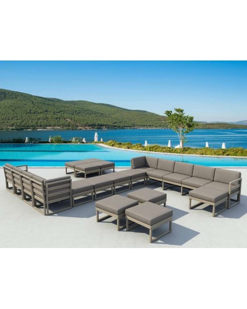 MYKONOS 3-Seater Sofa Set | Taupe with light brown cushions